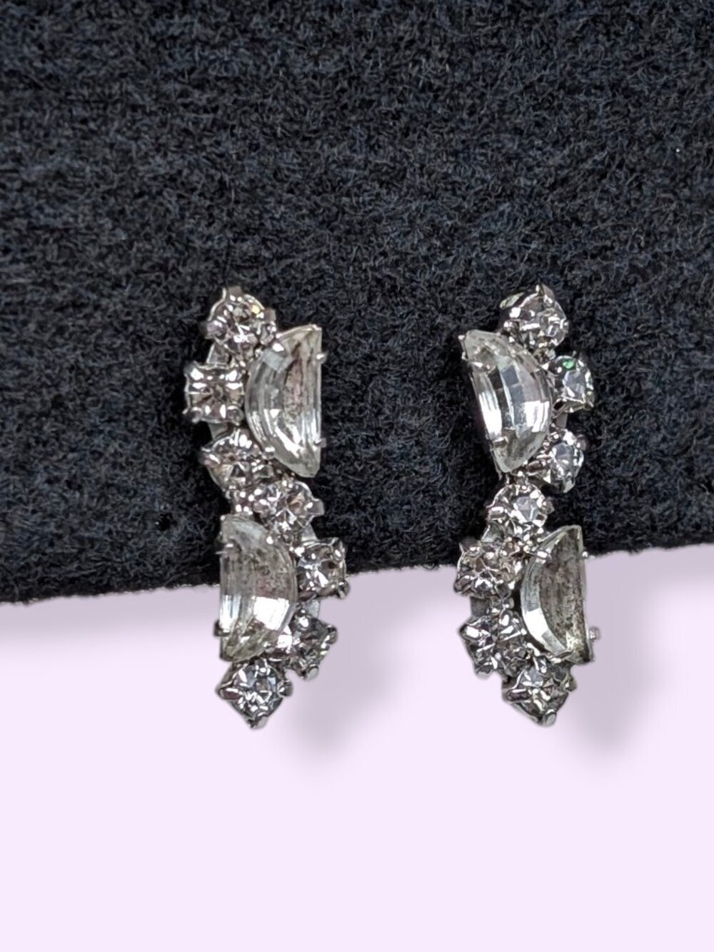 Vintage Rhinestone Swirl Statement Earrings